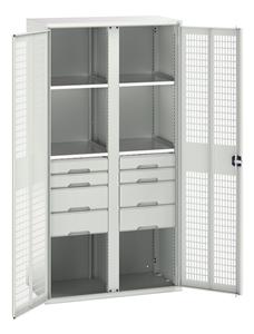 Bott Verso Ventilated door Tool Cupboards Cupboard with shelves Verso Cupboard 1050x550x2000H Partition + 4 Shelf + 8 Drawer